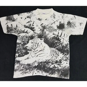 Vintage 90's BUSCH GARDENS Tiger All Over Print Souvenir T-Shirt "One Size Tag"